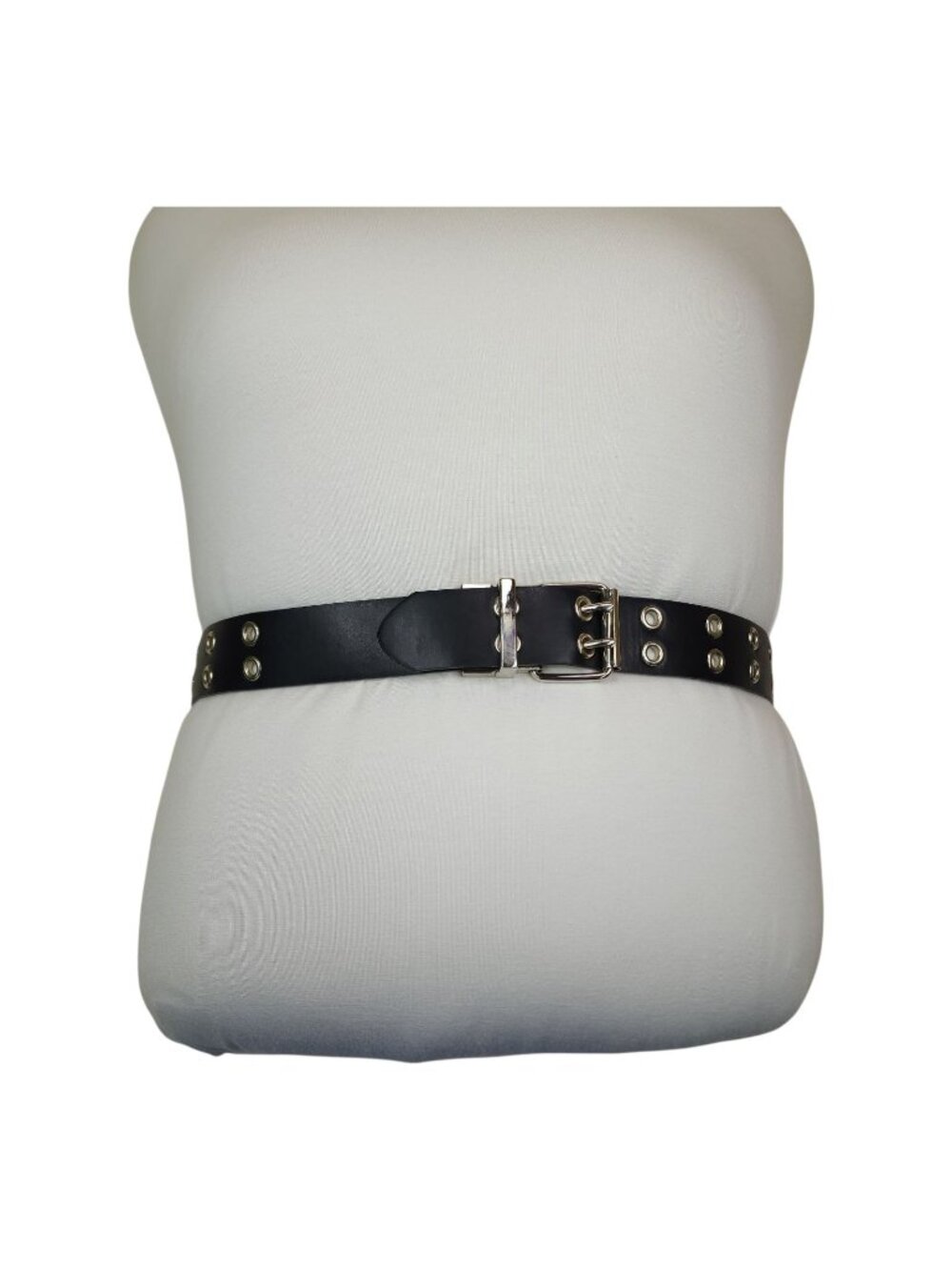 Reversable Wide Black & Bronze Belt With Grommets & Double Prong Buckle S/M